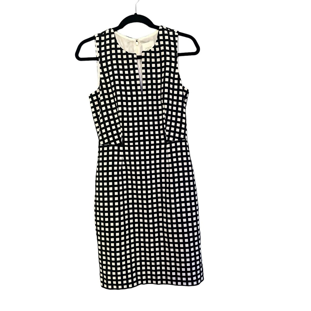 J Crew suiting windowpane plaid sleeveless shealth dress women's size 2 career